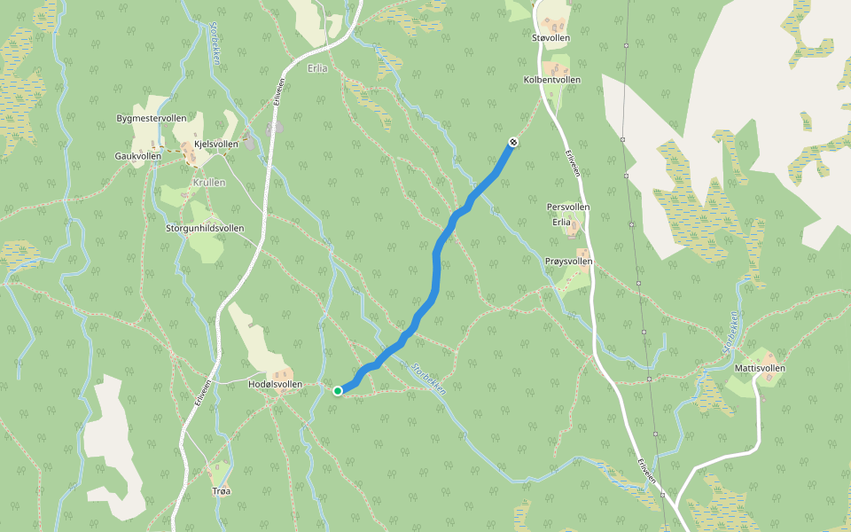 Plassvegen walking route map in Orvos