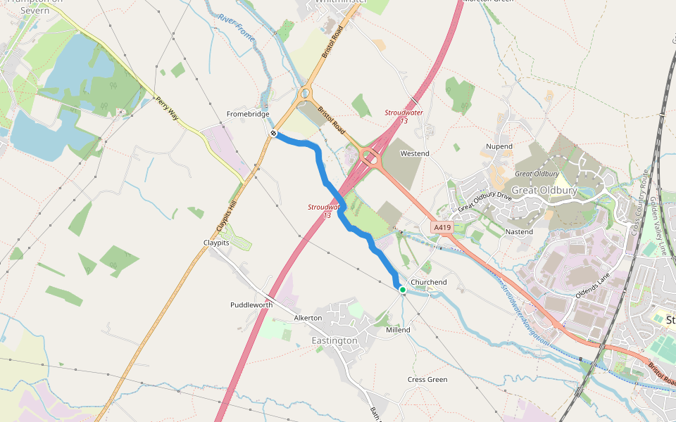 EEA46 walking route map in Eastington