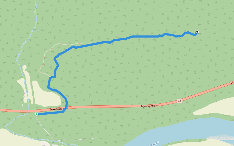 Veien til Haldi (Karasjok) walking route map in Assebakte