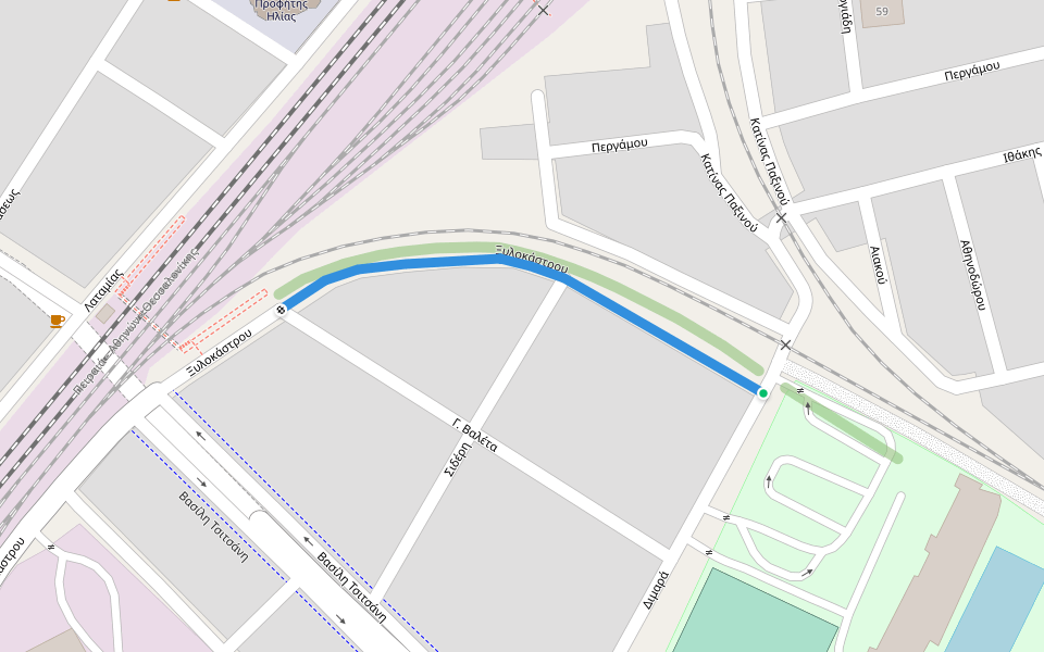 Ξυλοκάστρου walking route map in Larisa