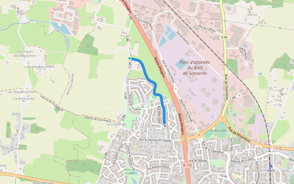 Promenade Duke Ellington walking route map in Vern-sur-Seiche