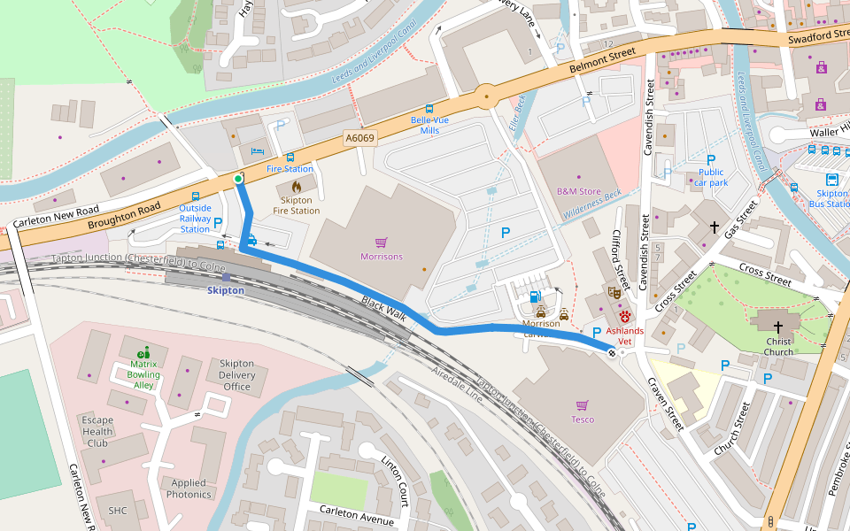 Black Walk walking route map in Skipton