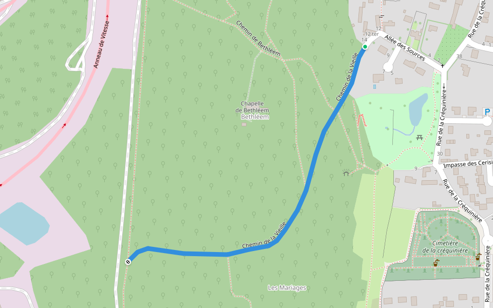 Chemin de la Vieille walking route map in Le Val-d'Hazey