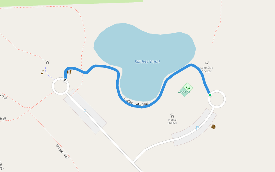 Killdeer Lake Trail walking route map in Middlefield