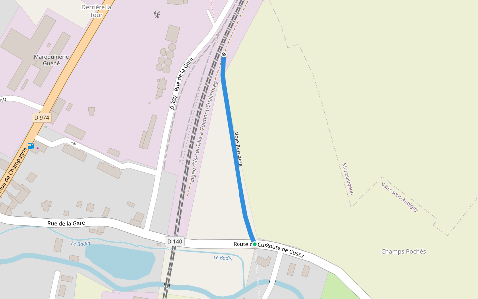 Voie Romaine walking route map in Le Montsaugeonnais