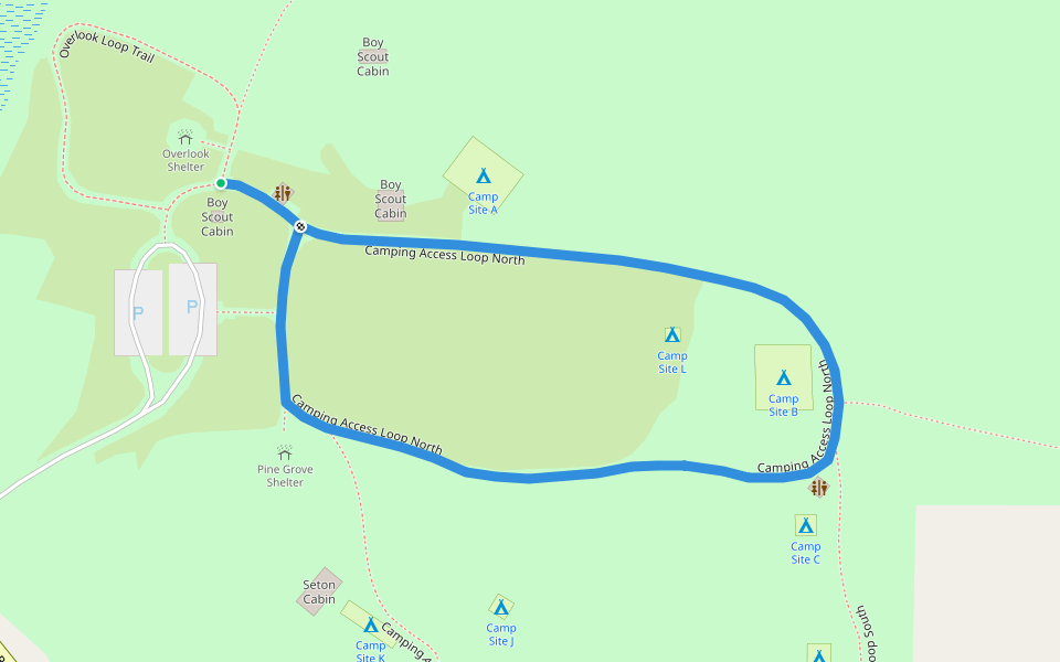 Camping Access Loop North walking route map in Burton
