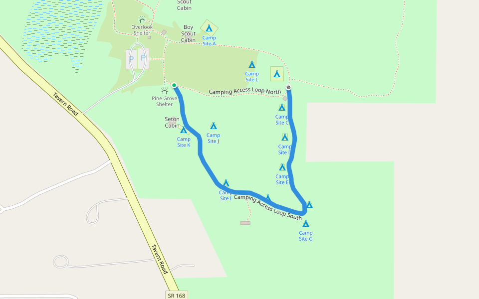Camping Access Loop South walking route map in Burton
