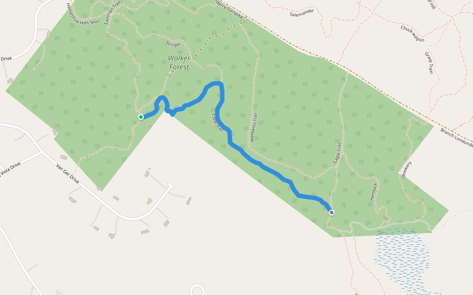 Esker trail walking route map in Bow
