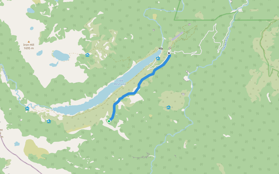 Cobb Ridge to Bullock Track walking route map in Upper Tākaka