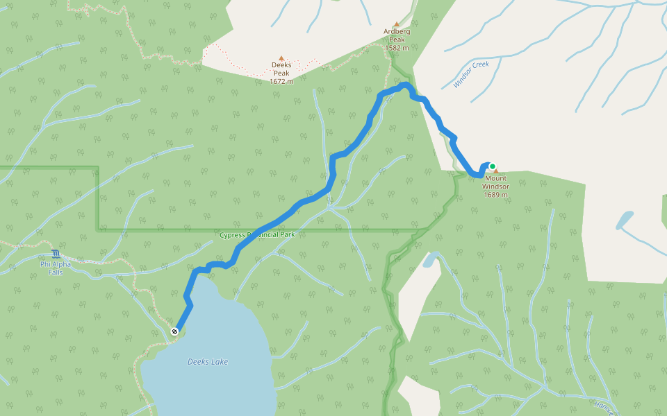 Windsor Trail walking route map in Lions Bay