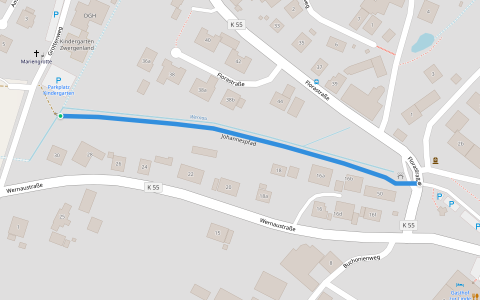 Johannespfad walking route map in Künzell