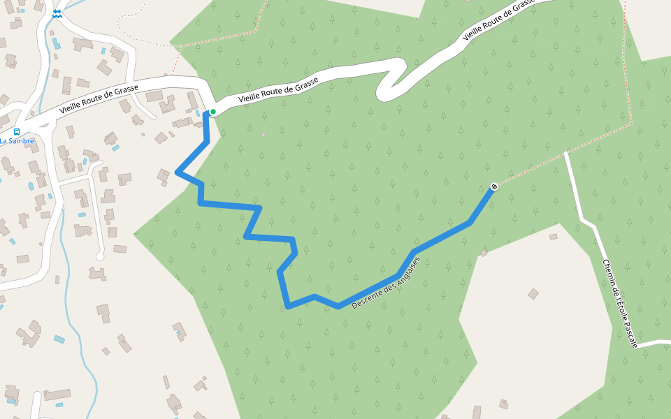 Descente des Anglaises walking route map in Draguignan