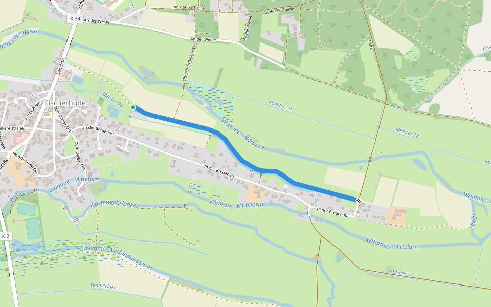 Heinrich-Breling-Weg walking route map in Ottersberg