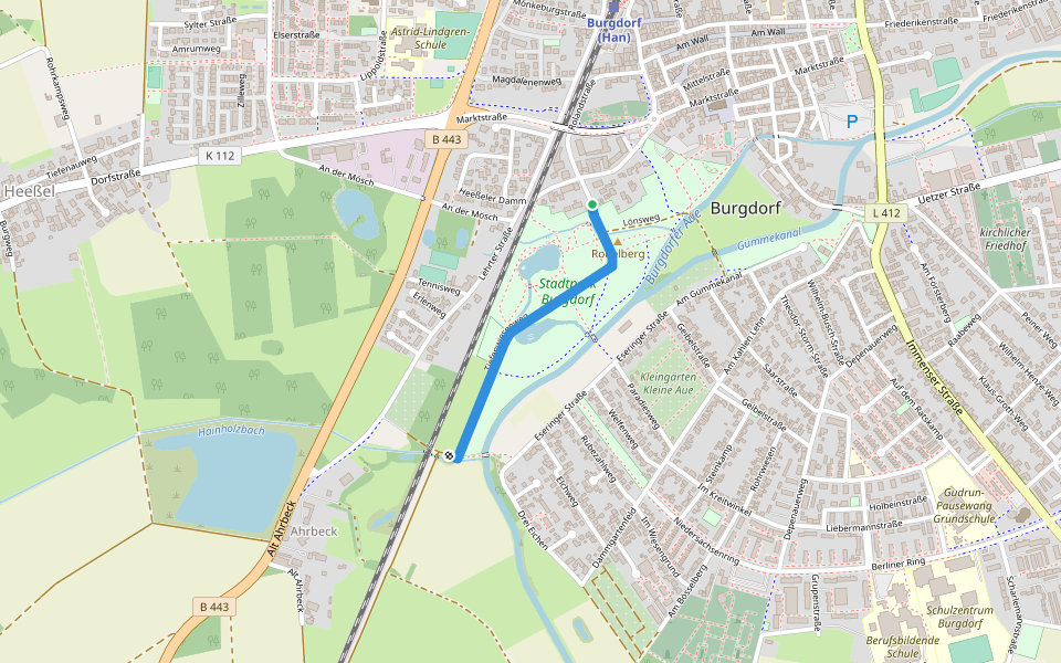 Tiefenwiesenweg walking route map in Burgdorf