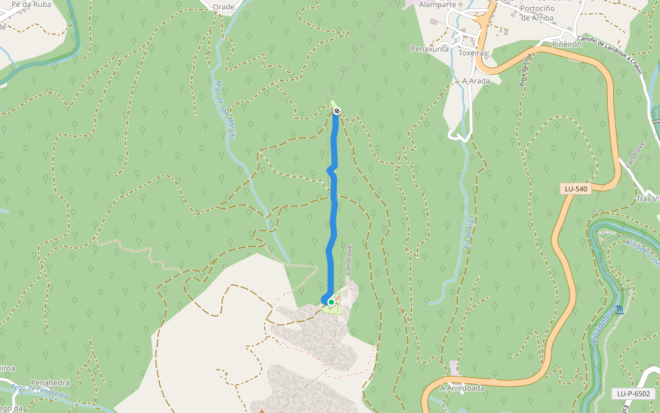 Camiño do Via Crucis walking route map in Ourol