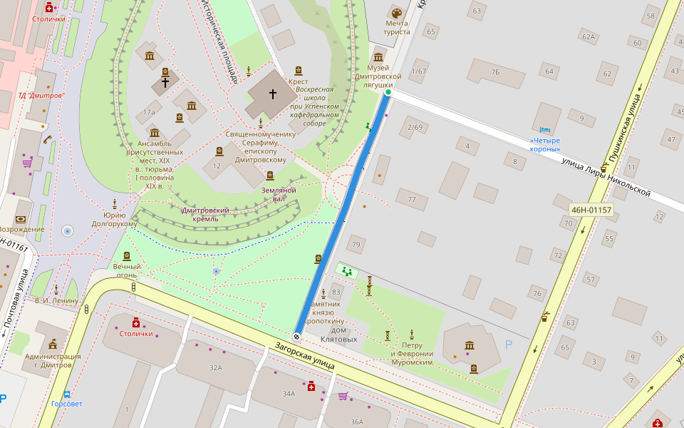 Кропоткинская улица walking route map in Dmitrov
