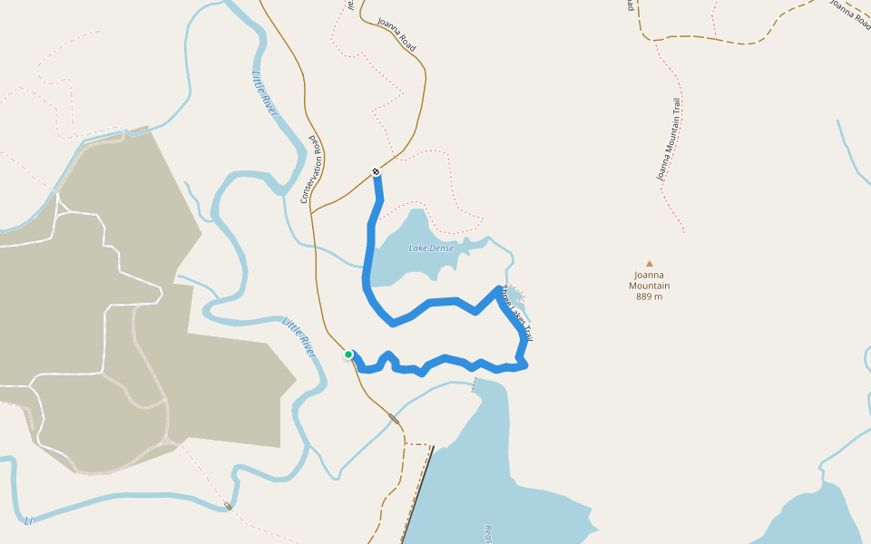 Three Lakes Trail walking route map in Hendersonville
