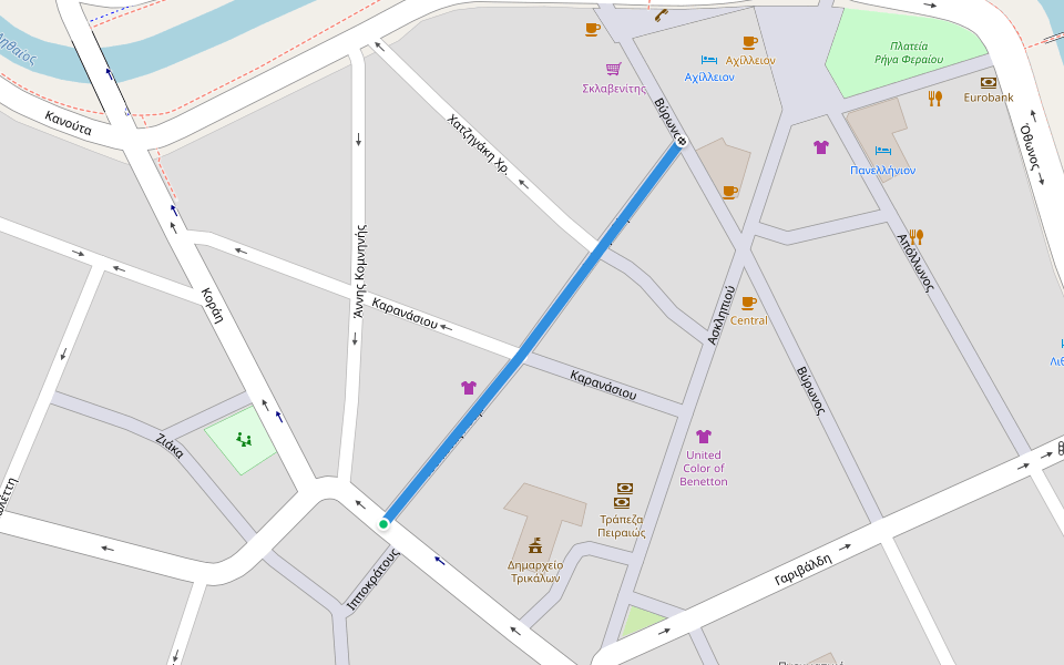 Ιουλιέτας Αδάμ walking route map in Trikala