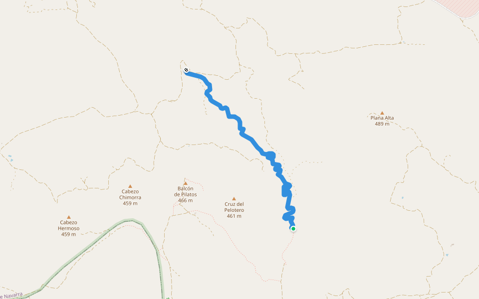 Barranco de Valfondo walking route map in Tudela