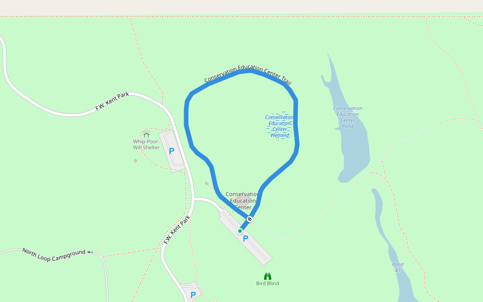 Conservation Education Center Trail walking route map in Oxford