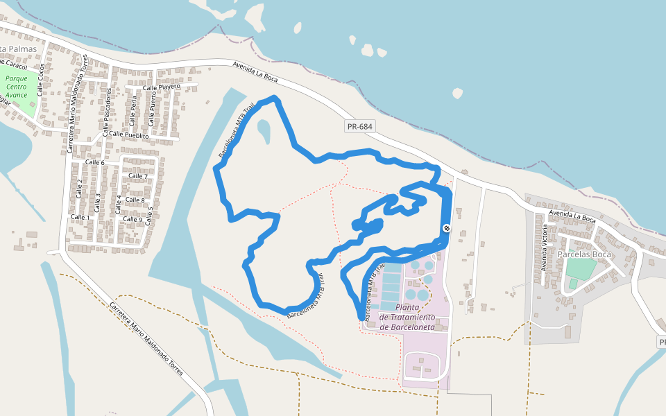 Barceloneta MTB Trail walking route map in Barceloneta