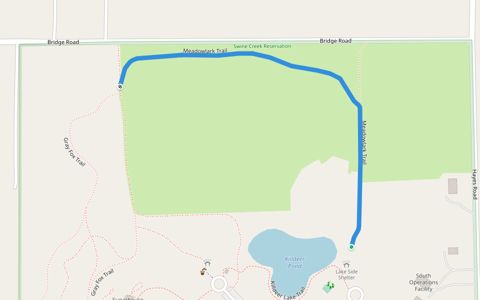 Meadowlark Trail walking route map in Middlefield