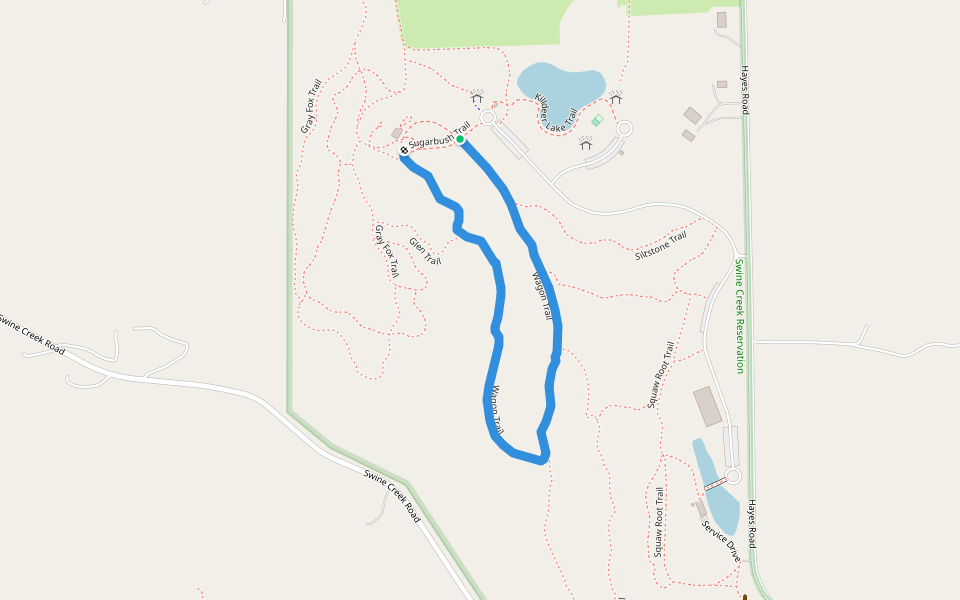 Wagon Trail walking route map in Middlefield