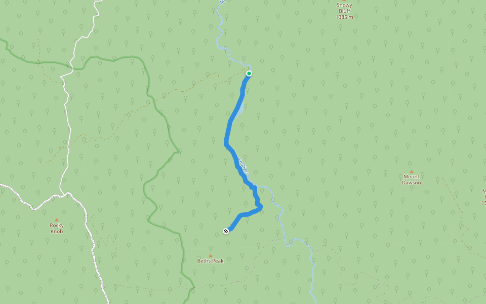 Moroka River Track walking route map in Arbuckle