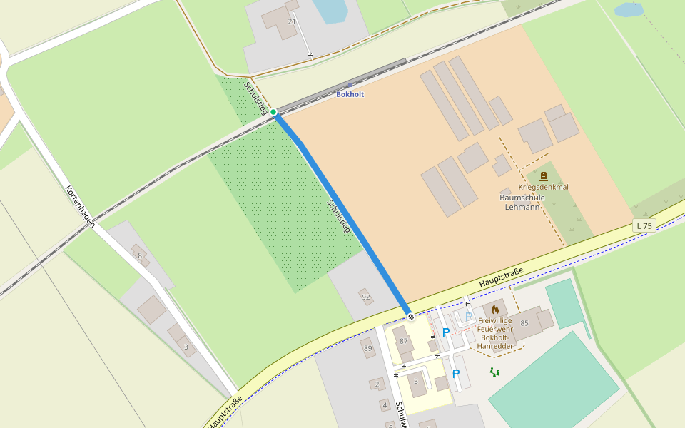 Schulstieg walking route map in Bokholt-Hanredder