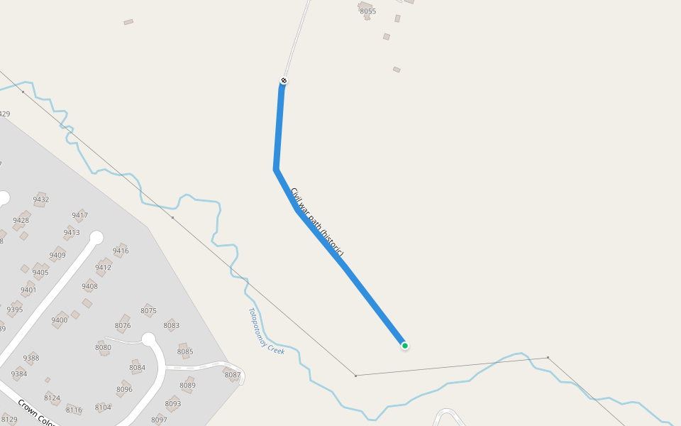 Civil war path (historic) walking route map in Mechanicsville