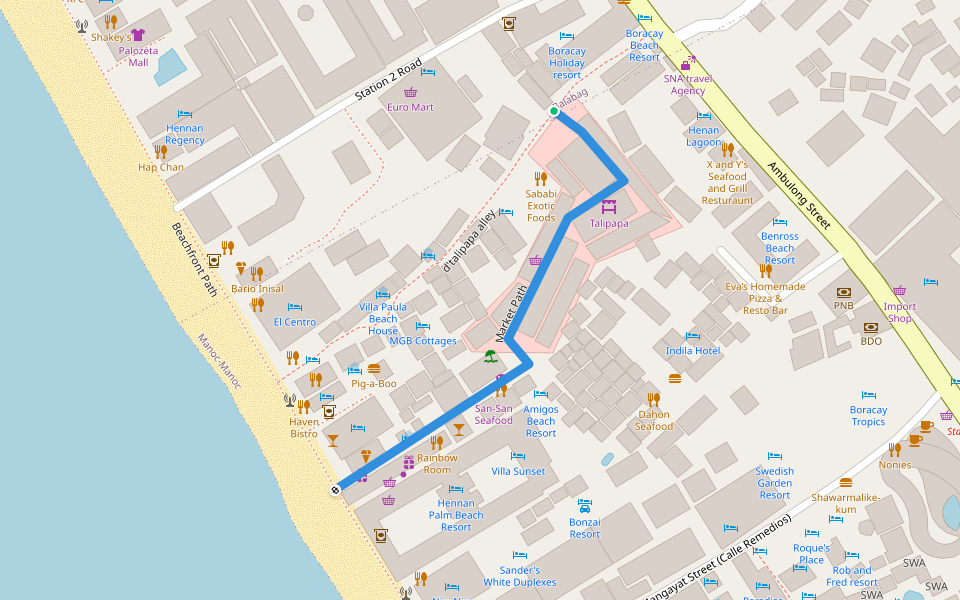 Market Path walking route map in Malay