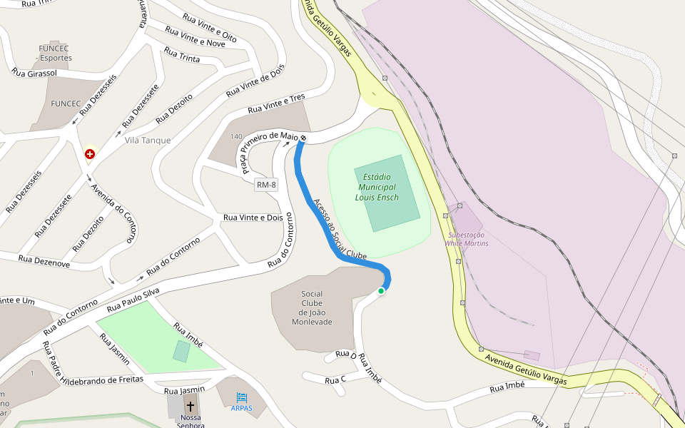 Acesso ao Social Clube walking route map in João Monlevade