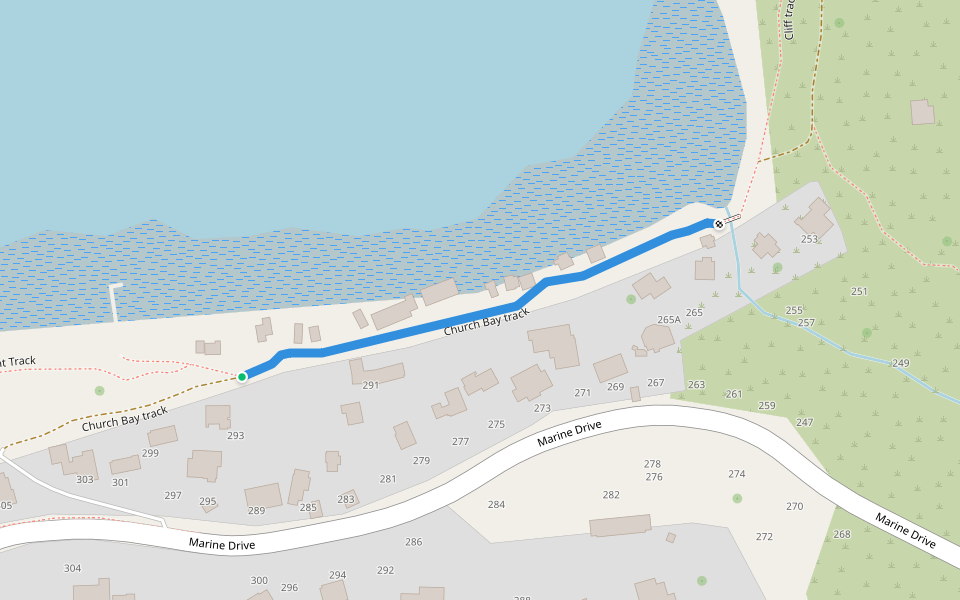 Church Bay track walking route map in Diamond Harbour