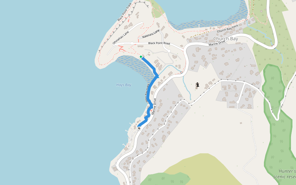 Hays Bay track walking route map in Charteris Bay