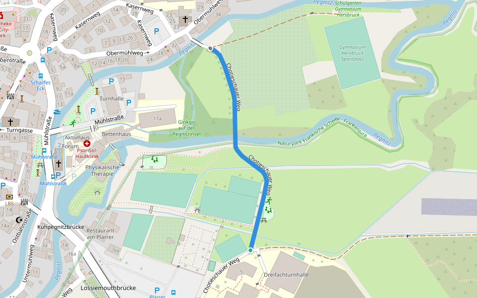 Chotieschauer Weg walking route map in Hersbruck