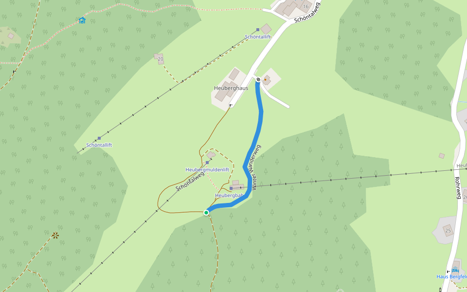 Winter Wanderweg walking route map in Hirschegg