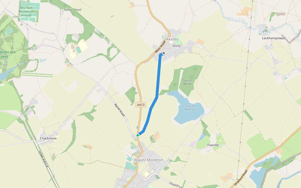 Maids Moreton To Akeley walking route map in Maids Moreton