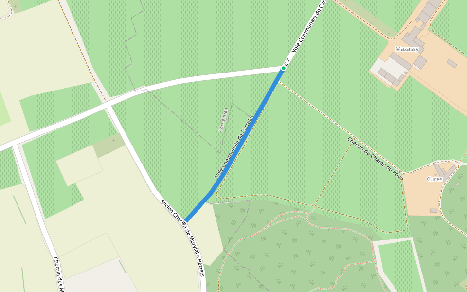 Voie Communale de Carrelet walking route map in Corneilhan