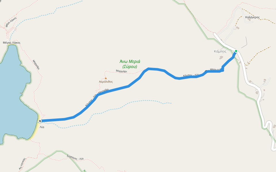 Κάμπος - Λία walking route map in Ai Michalis