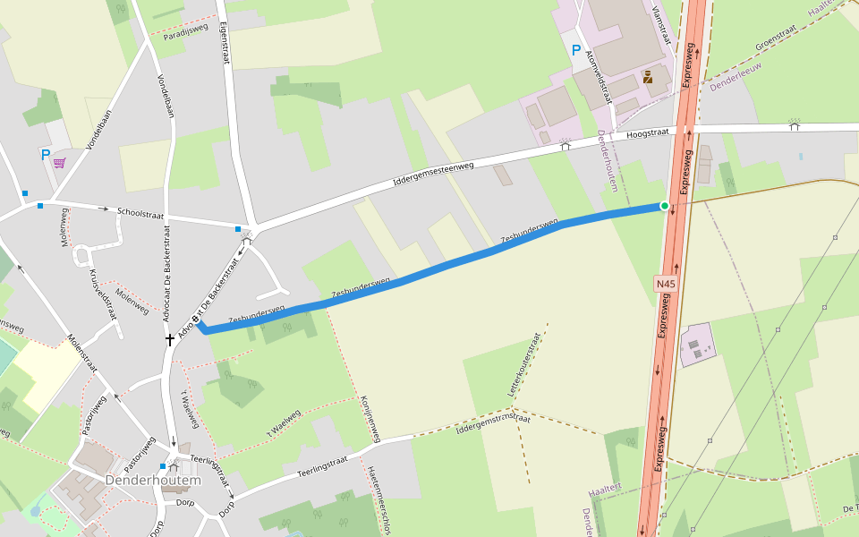 Zesbundersweg walking route map in Denderleeuw