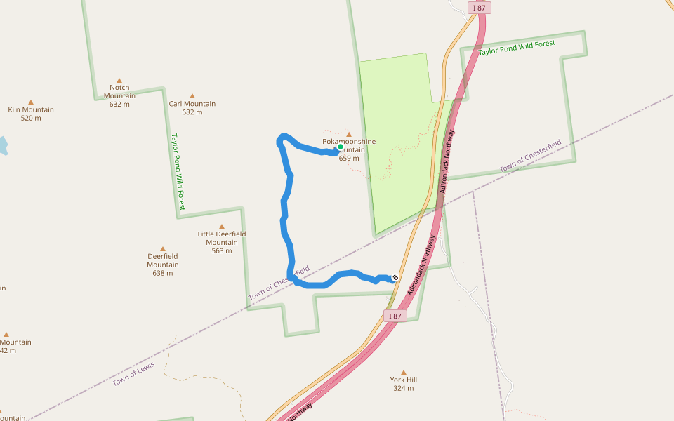 Observer's Trail walking route map in Lewis
