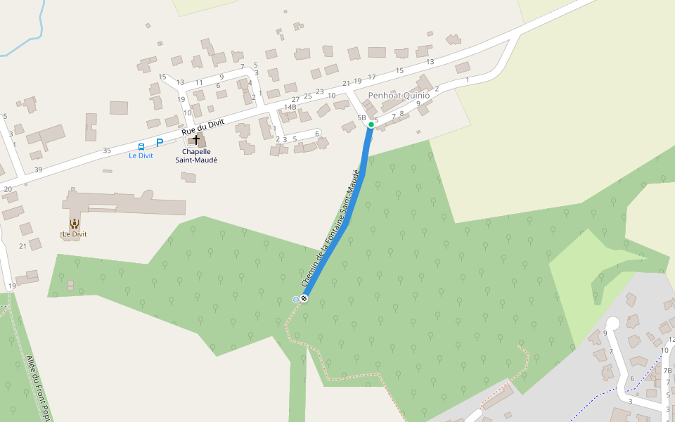 Chemin de la Fontaine Saint-Maudé walking route map in Ploemeur