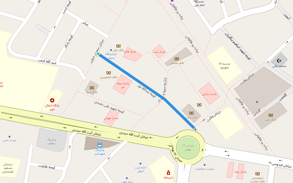 کوچه عبدالله پور walking route map in Ilam