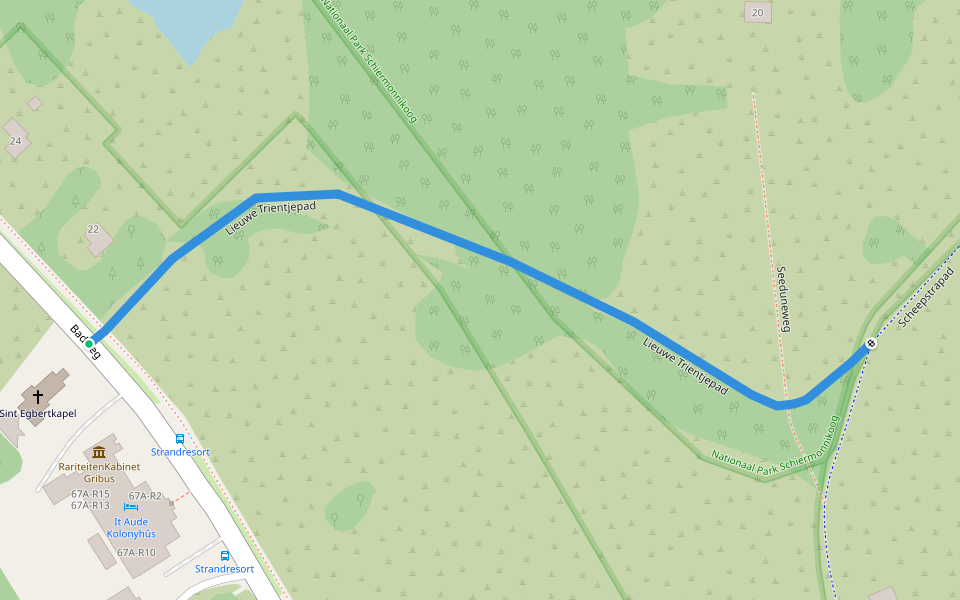 Lieuwe Trientjepad walking route map in Schiermonnikoog