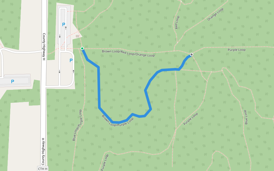 Brown Loop/Purple Loop walking route map in Whitewater