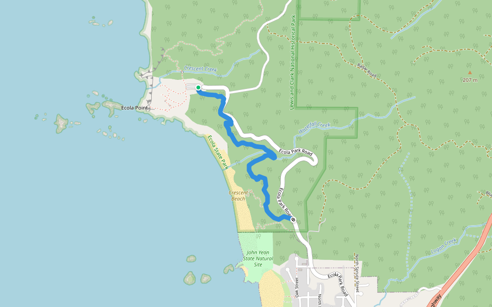 Crescent Beach Trail walking route map in Cannon Beach