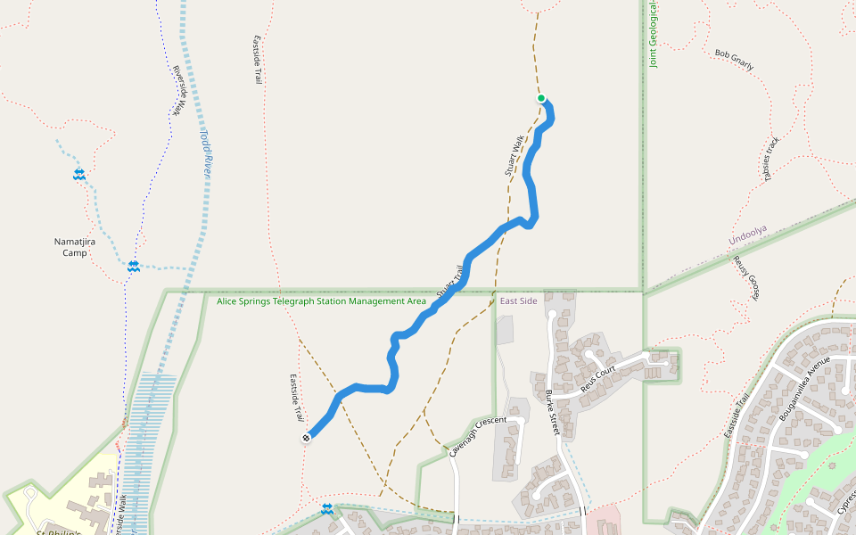 Spencer Hill Track walking route map in East Side