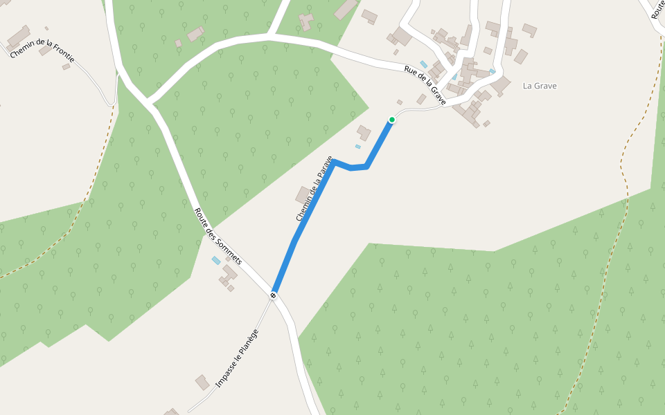 Chemin de la Paraye walking route map in Bassillac et Auberoche