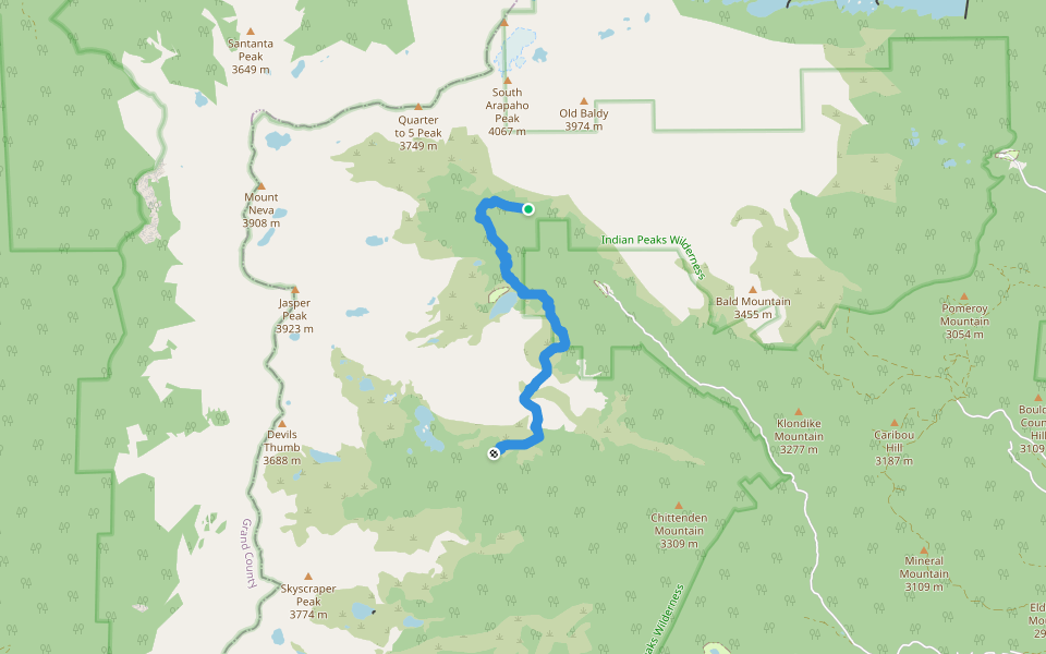 Diamond Lake Trail walking route map in Nederland