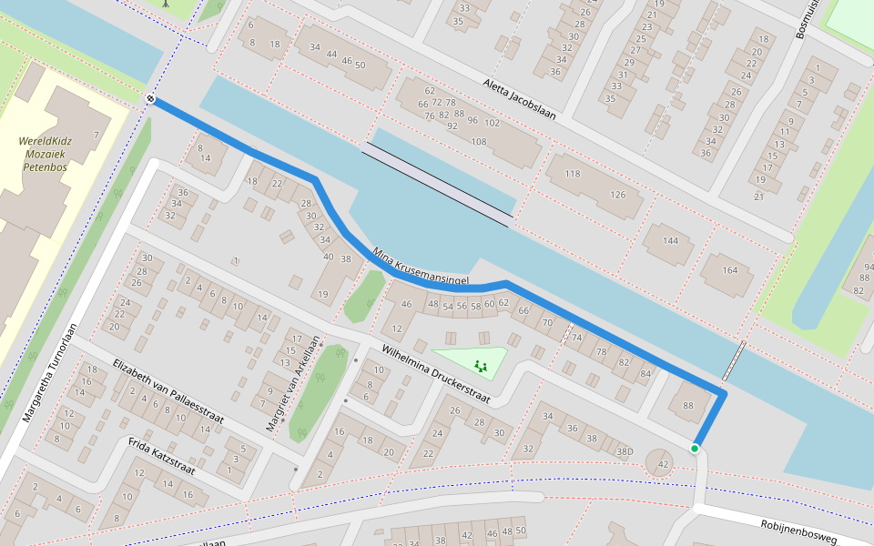 Mina Krusemansingel walking route map in Veenendaal